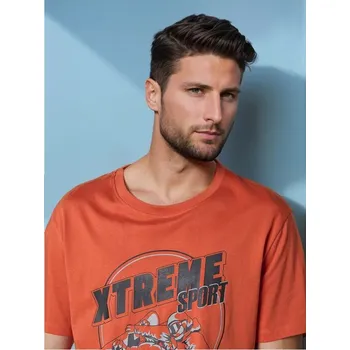 Pánské kalhoty Sinsay - Dvoudílná pyžamová souprava - oranžová - 190CG-22X - 190CG-22X-S