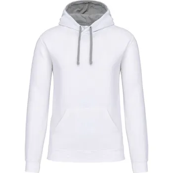 Pánské oblečení KARIBAN Pánská mikina s kontrastní kapucí K446 Barva: Bílá - Šedá, Velikost: S
