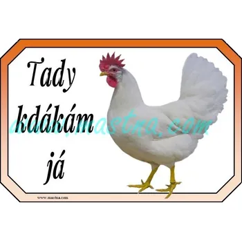 Leghornka slepice, cedulka drůbež kdákám - Bez samolepicí vrstvy