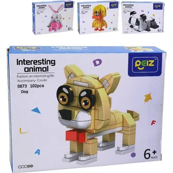 ostatní stavebnice Stavebnice zvířátka 102-115 dílků skládačka plastová v krabici 8 druhů