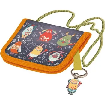 Peněženka Peněženka dětská školní na krk Monsters s klíčenkou na suchý zip
