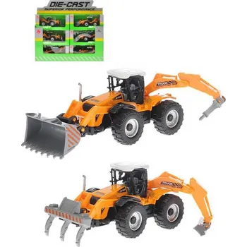 autodráha Stroj stavební žlutý 17cm na baterie zpětný chod Světlo Zvuk kov 6 druhů