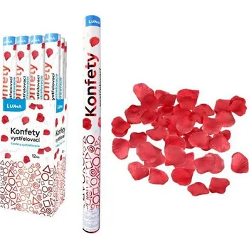 Konfeta Konfety vystřelovací 60cm plátky růží červené LUMA [A]