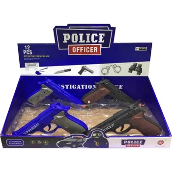 Dětská zbraň Pistole plastová 20cm policejní revolver na baterie Zvuk 2 barvy