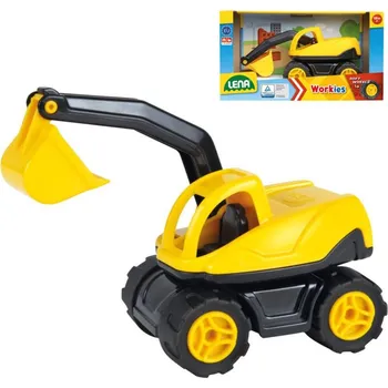 Hračka na písek Lena Workies auto bagr 12cm pracovní stroj žlutý plast