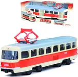 Tramvaj česká 16cm kovový retro model na zpětný nátah v krabici