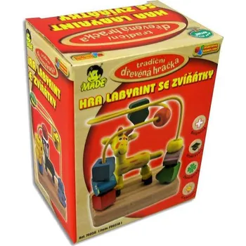 Dřevěná hračka DŘEVO Labyrint se zvířátkami 3 druhy (dřevěná hračka)