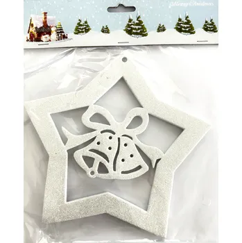 Vánoční dekorace Vánoční dekorace hvězda se zvonky 1 ks 14 cm třpyt