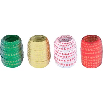 Stuha Stuha vázací s potiskem vločka+stromek 1cm/10m