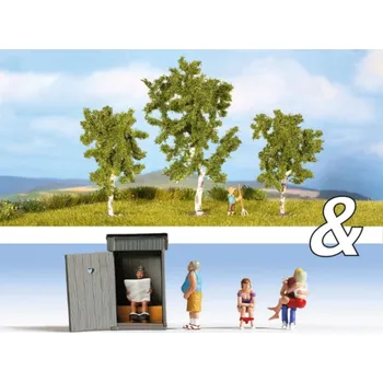 Modelová železnice záchodové záležitosti a břízy - doprodej Noch 94002