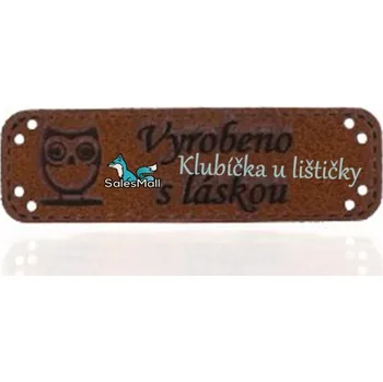Hand made štítek koženka středně hnědá sova