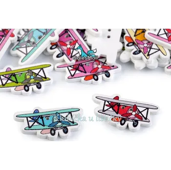 Knoflík Knoflík dřevěný letadlo - mix