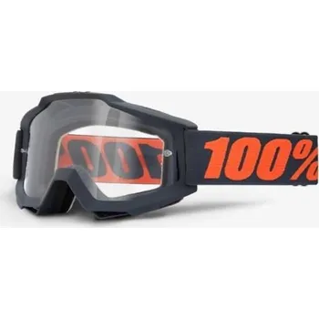 Motocyklové brýle MX brýle 100% Accuri Matte Gunmetal černá, čiré plexi s čepy pro slídy