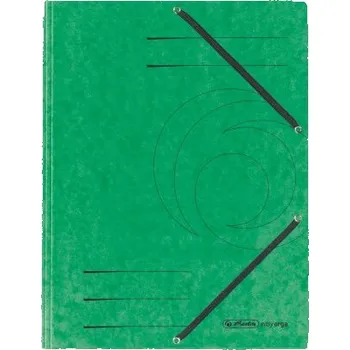 Archivační box Odkladací mapa s gumou Prešpán A4, 3klopá, Herlitz, zelená