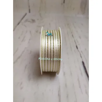 Stuha Český výrobce Atlasová stuha s lurexem 3mm-smetanová se zlatou