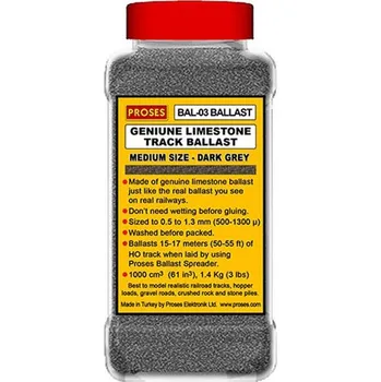 Modelová železnice vápencový štěrk 1,4kg tmavě šedý Proses PBAL-03