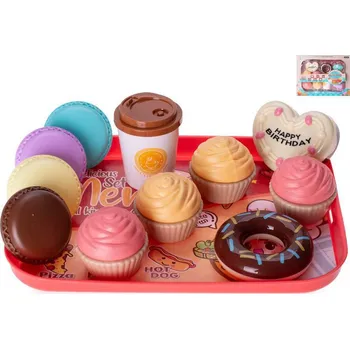 Hra na obchod Set cukrářský 11 ks s podnosem 22 x 16 cm