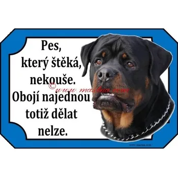 Cedulka rotvajler štěká - Bez samolepicí vrstvy