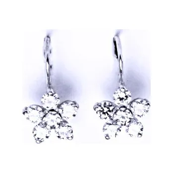 Náušnice Stříbrné náušnice kytička čiré zirkony - VE29 (Stříbrné náušnice se zirkony)
