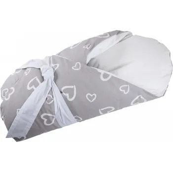 Zavinovačka JAN peří Péřová zavinovačka "Dráček" srdíčka na šedé - Péřová zavinovačka "Dráček" srdíčka na šedé - vnitřek + potah