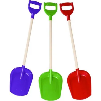 Hračka na písek Lopata plastová s dřevěným úchytem 75cm 3 barvy
