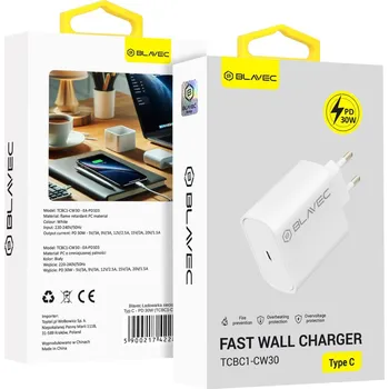 Adaptér Blavec BC1 s funkcí rychlonabíjení 30W (TCBC1-CW30) bílý