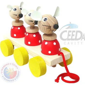 Dřevěná hračka Ceeda DŘEVO 3 myšky tahací pohyblivé (dřevěná hračka)
