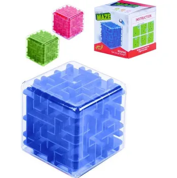 Hlavolam Hlavolam kostka 6 stran kuličkové bludiště krychle 3 barvy