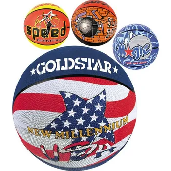 Basketbal Míč na košíkovou různobarevný s grafikou basketbal 4 druhy