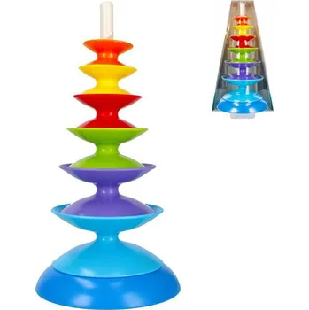 Hračka pro nejmenší Bam Bam Baby Věž vzdělávací navlékací pyramida 35cm pro miminko plast