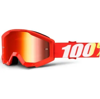 Motocyklové brýle MX brýle 100% Strata Furnace dětské červené plexi s čepy pro slídy