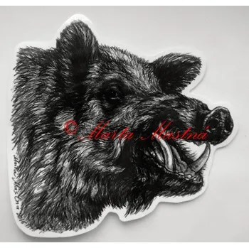 Samolepka divočák, prase divoké, černá zvěř, myslivost c489 - Malá - přibližně jako pohlednice