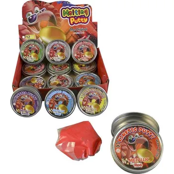 Modelovací hmota Tvarovací hmota metalická 8cm mění barvu v plechové krabičce 6 barev