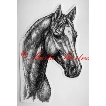 Samolepka kůň teplokrevník, trakén, koně c266 - Malá - přibližně jako pohlednice