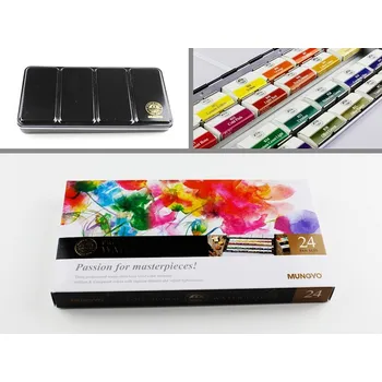 Speciální výtvarná barva Mungyo akvarel sada 24 ks, plná pánvička,