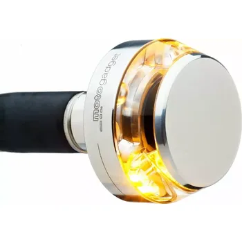 Osvětlení pro motocykl Homologovaný led motocyklový blinkr do konců řidítek MOTOGADGET TURN SIGNAL MO.BLAZE DISC - POZICE MONTÁŽE PŘEDNÍ LEVÁ, barva lesklý chrom (vhodné pro vnitřní průměr řídítek 14 - 21 mm)