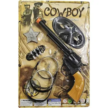 Dětská zbraň Kovbojská westernová sada pistole 30cm s náboji a doplňky plast na kartě
