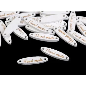 Nášivka Hand made 27x6mm bílá