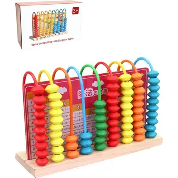 Dřevěná hračka DŘEVO Počítadlo vertikální s početními příklady (dřevěná hračka)