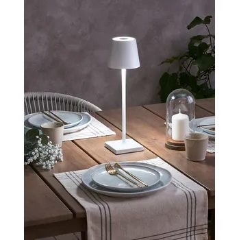 Stojací lampa Stolní lampa bílá železná hliníková vnitřní venkovní moderní styl Beliani