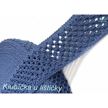 Textilní guma Guma pletená 5cm - modrá jeans Délka: 10cm