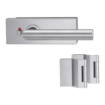 Dveřní kování GK - PURISTO S - ZÁMEK na sklo s klikou LUCIA - WC S2L (vč. závěsů) kování na sklo WC set BN - Broušená nerez (71)