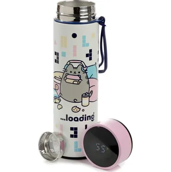 Termoska Termoláhev s digitálním teploměrem s kočkou Pusheen