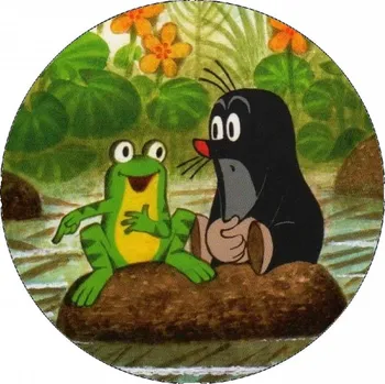 Jedlá dekorace na dort Jedlý papír krtek a žabka 19,5 cm