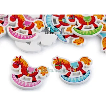 Knoflík Knoflík dřevěný houpací koník - mix