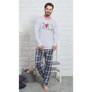 Pánské pyžamo Pánské pyžamo I love beer-světle šedá Velikost: M