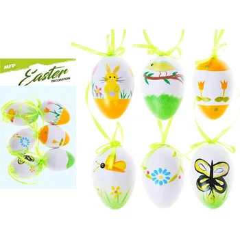 Velikonoční dekorace Vajíčka plast 6cm/6ks potisk 623