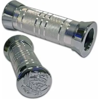 Alu gripy na motorku BORN TO RIDE, 22 mm průměr, stříbrné, uzavřené konce, délka 135 mm