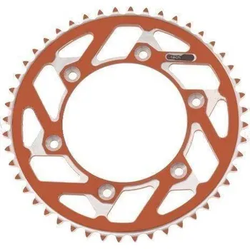 Řetězová sada pro motocykl QTECH duralová rozeta MASTER pro sekundární řetězy typu 520, oranžový elox, 52 zubů