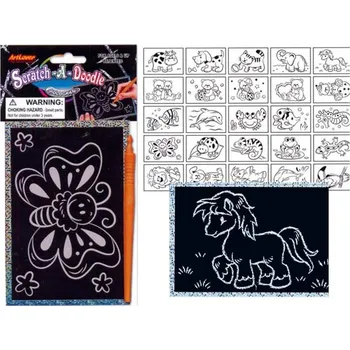 omalovánky Škrabací obrázek A6 stříbrný hologram